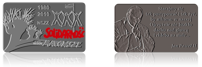 Pamiątkowy medal wydany przez Region Mazowsze z okazji XXX – lecia „Solidarności”